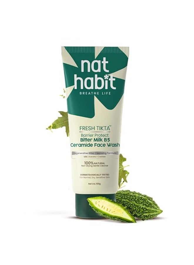 Nat Habit Bitter Milk Cream Face Wash For All Skin Type Acne, Pimple And Oil Control With Glowing Skin, Paraben & Sulphate Free Face Cleanser For Men & Women, (100 g) - Image 1